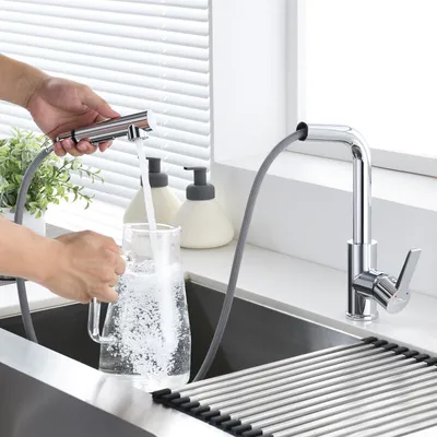 Produktbild von Küchenarmatur Ausziehbar Wasserhahn Küche Mischbatterie mit Brause 2 Strahlarten Design Spültischarmatur Hochdruck Armatur