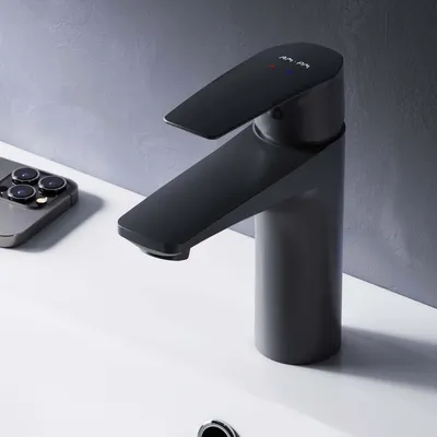 Produktbild von AM.PM Wasserhahn Bad Schwarz Waschtischarmatur Bad Armatur Mischbatterie Waschbeckenarmatur Einhebelmischer Badezimmer