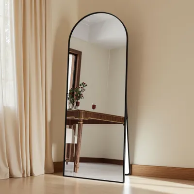 Immagine prodotto di ProximaX Specchio a figura intera a forma di arco, 165x60 cm, vetro temperato, telaio in alluminio, nero, specchio da terra