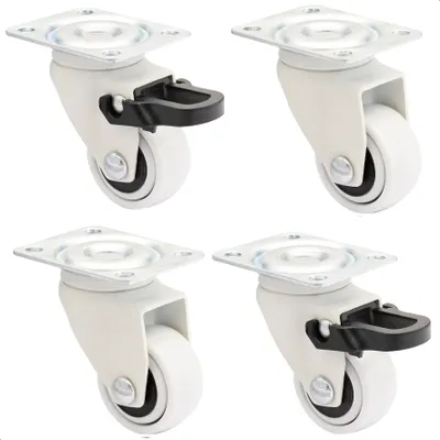 Produktbild von WAGNER Design 3C - Lenkrollen soft 4tlg. Set - Ø 25 mm, weiß, 2 mit Bremse, Anschraubplatte, Tragkraft je 12 kg - 02222604