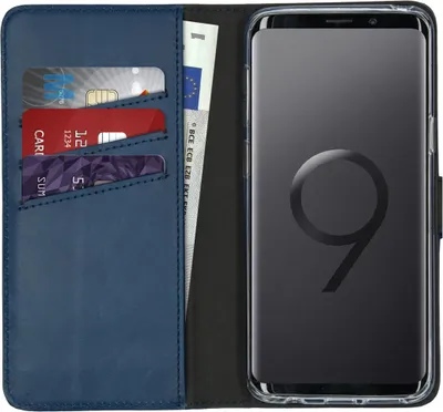 Zdjęcie produktu dla Selencia Genuine Leather Bookcase dla Samsung Galaxy S9 - Niebieski