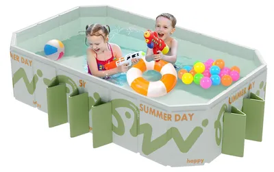 Image de Elzusha - Piscine gonflable pliante, dimensions 220x135x50 cm, pour enfants et adultes