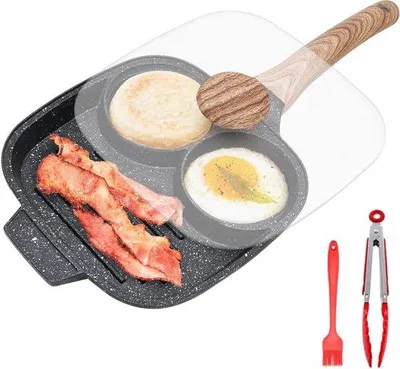Produktbild von Famanu Eierpfanne mit Antihaftbeschichtung - Aluminium, 3 Fächer