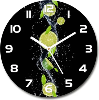 Produktbild von Wanduhr aus Glas 30fi Glasbild Glasuhr Gehärtetes Glas - weisse-zeiger - Limes and water