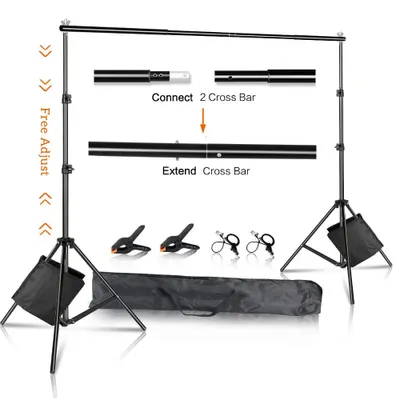 Zdjęcie produktu dla Statyw do tła fotograficznego, regulowana wysokość do 200 cm, nośność 3 kg, 2 6 m x 3 m