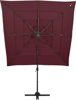 Obrázok produktu pre vidaXL Slnečník s hliníkovým stožiarom 4-vrstvový Bordeaux Red 250x250 cm