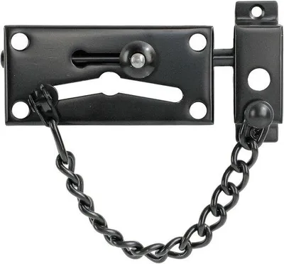 Productafbeelding van Deurketting Roestvrij Staal met Veiligheidsveer - Anti-Diefstal Druksluiting - Kettingslot voor Binnendeur en Extra Huisdeurslot - Zwart
