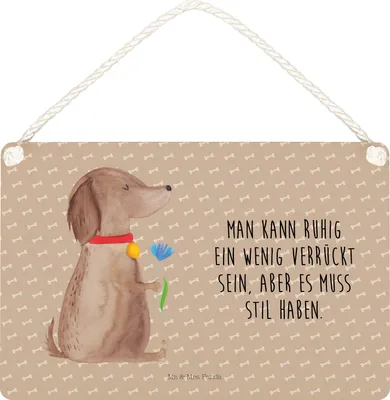 Produktbild von Mr. & Mrs. Panda Schild Hund Blume DIN A5 - Hundeglück - Geschenk, Holzschild, Türschild, Hunde, holzbild, Hundeliebe, kleine aufmerksamkeit, Sprüche, Süß, Haha