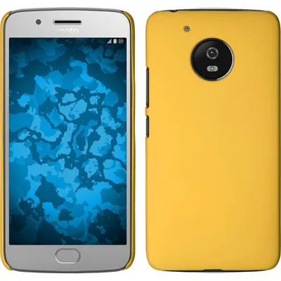 Produktbild von PhoneNatic Case kompatibel mit Lenovo Moto G5 - Hülle gelb gummiert Hard-case + 2 Schutzfolien