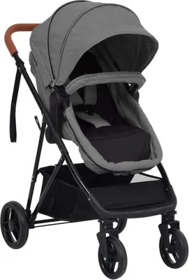 Produktbild von 2-in-1 Kinderwagen Hellgrau und Schwarz Stahl