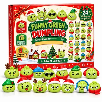 Produktbild von Dumpling Squishy Adventskalender,Stressabbau Fidget Spielzeug,Weihnachten Countdown-Kalender mit Weiches Squeeze Toy,Sammelfiguren