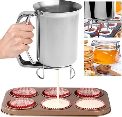 Produktbild von Teigportionierer 800ml Pfannkuchenteigspender Teigspender Edelstahl für Muffins Kuchen
