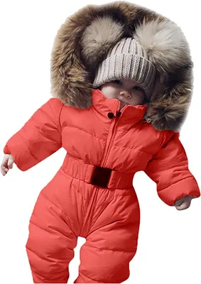 Produktbild von 80cm -Baby Winter Overall mit Kapuze Strampler Schneeanzug Daunen-Skianzug Strampler Jungen Mädchen Langarm Jumpsuit Warm Outfits Geschenk Outfits für 0-24 Monate