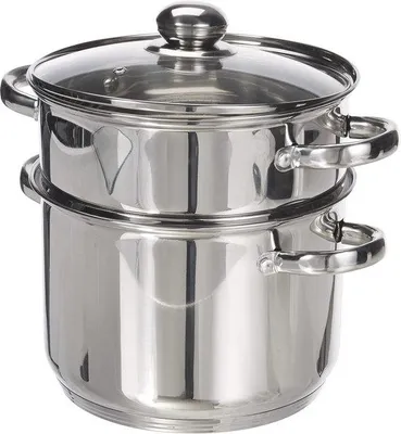 Productafbeelding van Couscouspan/Stoompan 3-in-1 - 22 cm, 6 Liter Roestvrij Staal - Voor Inductie en Alle Warmtebronnen