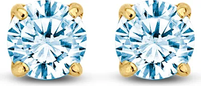 Produktbild von New Bling 9NBG-0563 Gouden Oorknopjes met Zirkonia 3mm - Licht Blauw - Rond - 14 Karaat - Goud