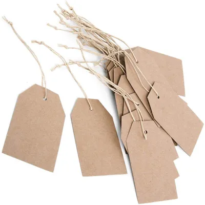 Produktbild von 25 Papieranhänger Kraftpapier -  9 x 5,5 cm braun Blanko - zum Aufhängen + Beschriften