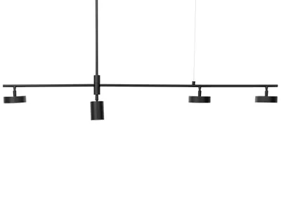 Produktbild von BELIANI Hängelampe Schwarz Metall 4-Licht Leiste LED modernes Design Küche Esszimmer