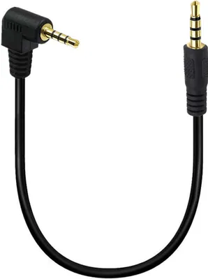 Produktbild von SYSTEM-S Audio Klinke Kabel 25 cm 3,5 mm TRRS Stecker zu Stecker Winkel AUX Schwarz