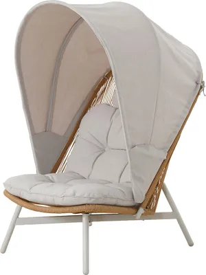 Produktbild von Bille Loungesessel Polyrattan mit Kissen beige, natur, grau.