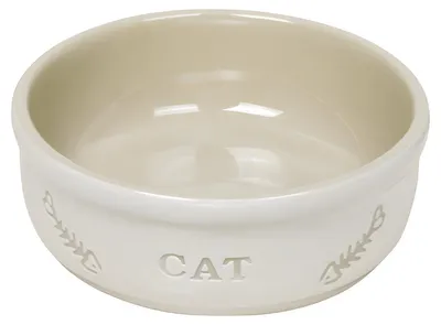 Immagine prodotto di Ciotola in Vetroceramica per gatti "CAT" Ø13,5 X 5 cm bianco/beige