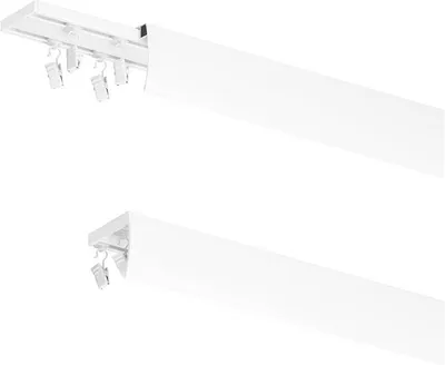 Immagine prodotto di Binario per tende MDEKOR in alluminio 550 cm, montaggio a soffitto, 2 lati, incl. staffe metalliche, clip e copertura bianca autoadesiva, compatibile con LED