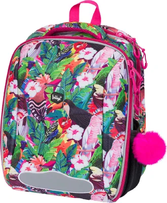 Produktbild von Baagl Schulranzen Mädchen 1. Klasse, Shelly Schultasche Grundschule, Leichter Kinder Hartschalen-Ranzen, Schulrucksack mit Brustgurt (Tukan)