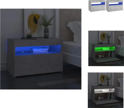 Zdjęcie produktu dla vidaXL Szafki nocne z oświetleniem LED 2 szt. Szary beton 60x35x40 cm - Szafki nocne