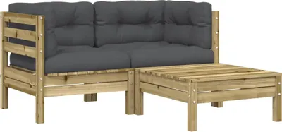 Produktbild von vidaXL Gartensofa mit Kissen und Hocker 2-Sitzer