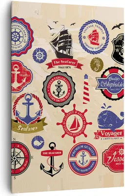 Produktbild von Bild auf Leinwand - Leinwandbild - Einteilig - Anker Fahne Abzeichen Boot - 80x120cm - Wand Bild - Wanddeko - Wandbilder - Leinwanddruck - Wanddekoration - Leinwand bilder - Wandbild - PA80x120-2780