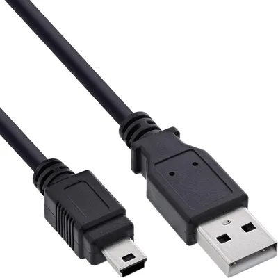 Produktbild von InLine® USB 2.0 Mini-Kabel, USB-A Stecker an Mini-B Stecker, schwarz, 1,5m