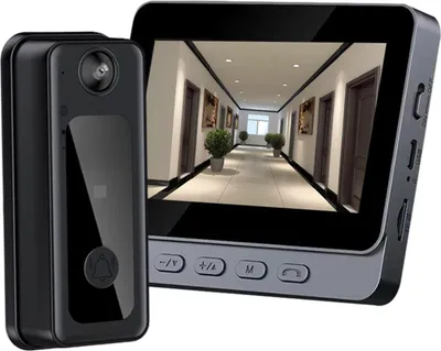 Obrázok produktu pre 4,3-palcová videokamera zvončeka 1080P s displejom, široký uhol záberu 170°, nočné videnie, obojsmerný hovor pre zabezpečenie domácnosti