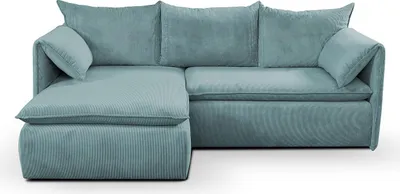 Produktbild von Ecksofa mit Schlaffunktion - Ecke Links - Feincord - Blau - TEODORA