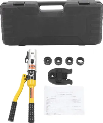 Image de Pince à sertir hydraulique, tête pivotante à 360°, boîte à outils incluse, jaune