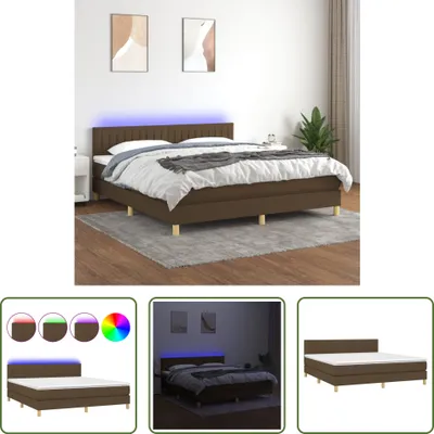 Produktbild von The Living Store Boxspringbett mit Matratze & LED Dunkelbraun 180x200 cm Stoff