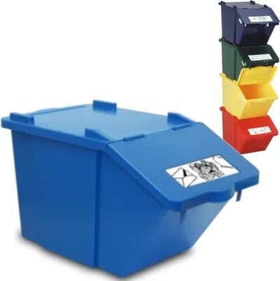 Image de Conteneur à deux étages pour les déchets triés - bleu 45L