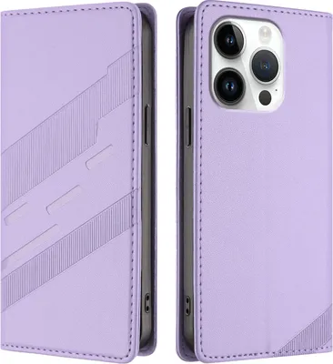 Produktbild von Hülle für iPhone 16 Pro, Kunstleder Brieftaschen Handyhülle mit Kartenfach und Standfunktion Violett