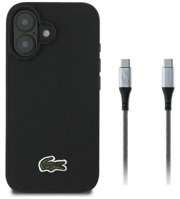 Zdjęcie produktu dla Zestaw Lacoste Etui+Kabel do iPhone 16 czarny MagSafe