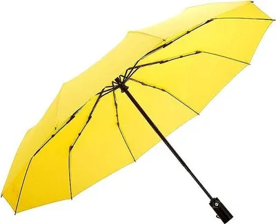 Produktbild von Unyqoos® Taschenschirm Automatik – Reise-Regenschirm mit Schnellöffnung, 10 Streben (Fiberglas & Edelstahl), wind‑/sturmfest bis 140 km/h, 210T Teflon, kompakt gelb