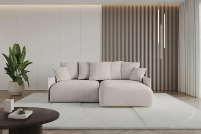 Produktbild von ALTDECOR Ecksofa mit Schlaffunktion und Bettkasten ONESK-L  216x177x72 cm  Hellbraun - Corner Sofa Eckcouch Couch L-Form  angeordnet Schlafcouch Ausziehbar Wohnlandschaft