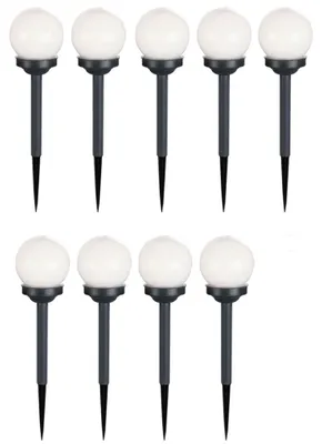 Produktbild von 9er Set LED Solarkugel weiß, Erdspieß, DxH 10x38 cm
