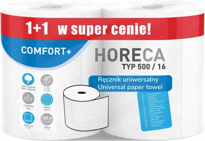 Immagine prodotto di Asciugamano di carta 2R HORECA COMFORT+ tipo 500/16 100m 2W (1+1) - 2 rotoli