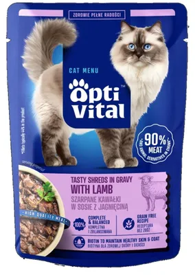 Productafbeelding van OptiVital Karma voor katten, stukjes met lam in saus, 85g