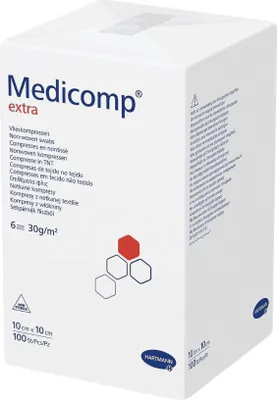 Obrázek produktu pro Hartmann Medicomp® extra nesterilní netkaná komprese – 100 kusů – 10 x 10 cm | Balení (100 kusů)