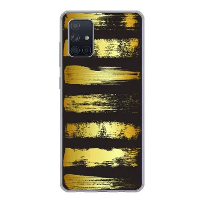 Produktbild von MuchoWow® Handyhülle Schutzhülle Hülle für Samsung Galaxy A51 5G Goldene Streifen auf schwarzem Hintergrund Silikon Softcase Handy Hülle - Abbildung