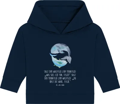 Produktbild von Mr. & Mrs. Panda Organic Baby Hoodie Walfisch Thunfisch 24. - 36. Monat - French Navy - Geschenk, Spruch Lustig, Wahl, Wal, Tunfisch, Des Tages, Kapuzenshirt, Witz