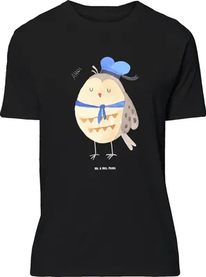 Produktbild von Mr. & Mrs. Panda Tshirt Eule Matrose - Schwarz - Geschenk, Oversize T-Shirt, Lustiges, Shirt, Owl, Heimathafen, mit Spruch, Kapitän, Freundin, Seefahrer
