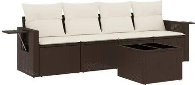 Zdjęcie produktu dla vidaXL 5-częściowa sofa ogrodowa z poduszkami z brązowego polirattanu