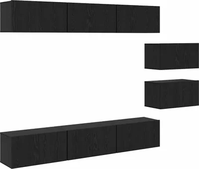 Image de vidaXL Ensemble de meubles TV, 8 pièces, noir, imitation chêne, panneaux de particules