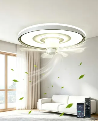 Obrázek produktu pro Stropní ventilátor, 50 cm: Lustr s dálkovým ovládáním a aplikací - 6 rychlostí, stmívatelné osvětlení