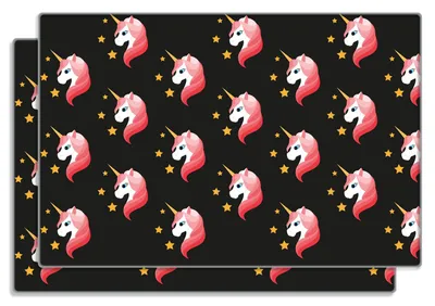 Produktbild von Wallario Frühstücksbrettchen 2er Set aus Glas, je 20 x 30 cm, mit rutschfesten Füßen, Motiv Einhorn Muster - Süße rosa Einhörner mit Sternen